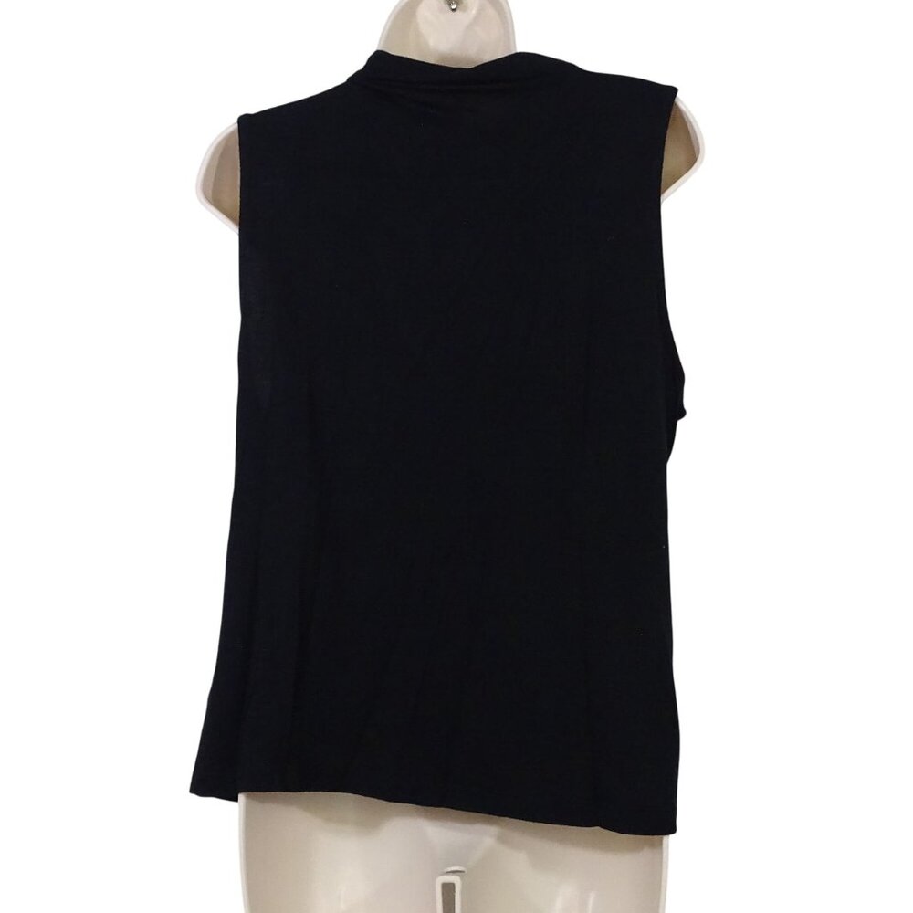 Christian Siriano Sleeveless Black Top Mock Neck Muscle T-shirt Women Size XL - Picture 2 of 6